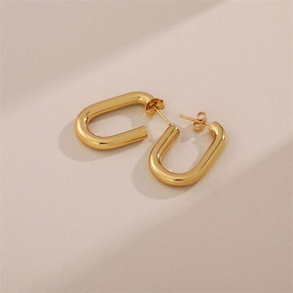 Round Planting Stainless Steel 18K gold plated Hoop Earrings - Picture 5 of 6